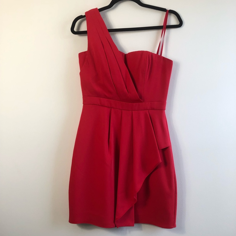 Red BCBG One Shoulder Dress